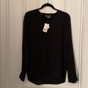 Vince 100% silk black top blouse shirt NWT